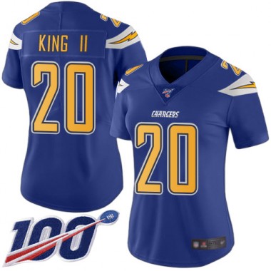 Los Angeles Chargers NFL Football Desmond King Electric Blue Jersey Women Limited  #20 100th Season Rush Vapor Untouchable->los angeles chargers->NFL Jersey